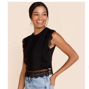 Francesca’s black lace top